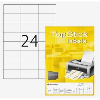 Top stick labels A4 etiketter 70 x 36 mm 100 ark a 24stk 2400