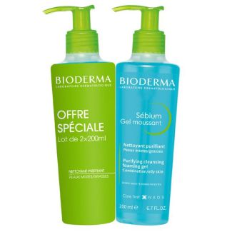 Bioderma purifying cleansing foaming gel - speciale offer 2 x 200ml