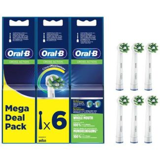 Braun oral-b cross action cleanmaximiser brush heads mega deal pack 6 stk