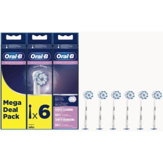 Braun oral-b sensitive clean brusheads clean & care ultrathin bristle technology mega pack 6 stk