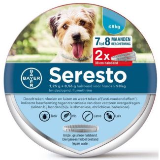 Elanco seresto flåt halsbånd 38cm under 8kg 2 stk