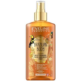 Eveline cosmetics luxury self-tanning face and body mist brazilian body light to medium skin 150ml