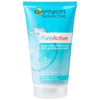 Garnier skinactive pure active daily deep pore wash anti-blemish & shine 150ml