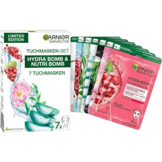 Garnier skinactive tuchmasken set hydra bomb & nutribomb limited edition 7 stk.