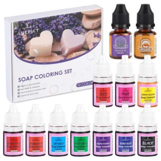Lucpict soap coloring set 10 colors + 2 essential oils