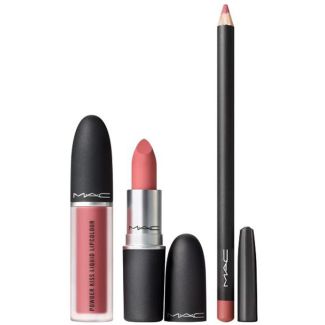 MAC powdered snow powder kiss lip kit pink - 3 dele
