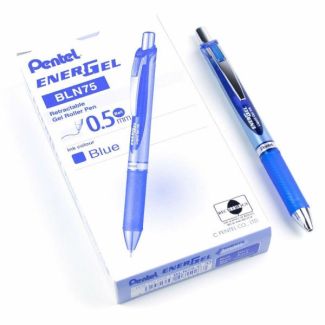 Pentel retractable gel roller pen ball 0.5mm ink colour BLN75-C blue 12 stk