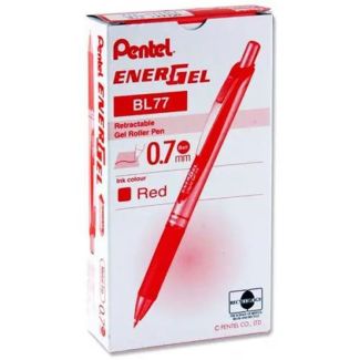 Pentel retractable gel roller pen ball 0.7mm ink colour BL77-B red 12 stk