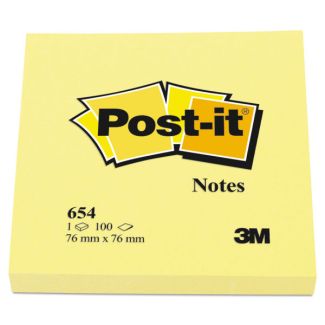 Post-it notes 3M 76mmx76mm 654 gul 12 stk.