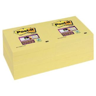 Post-it super sticky notes 76x76mm 90 ark gul 12 pack