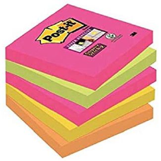 Post-it super sticky notes 76x76mm 90 ark mixfarvet 5 pack