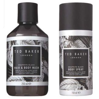 Ted baker london gaveæske black graphite body spray 150ml + hair & body wash 250ml