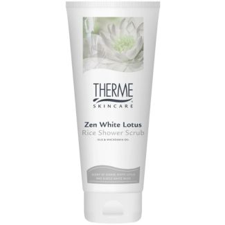 Therme skincare zen white lotus rice shower scrub silk & macadamia oil 200ml