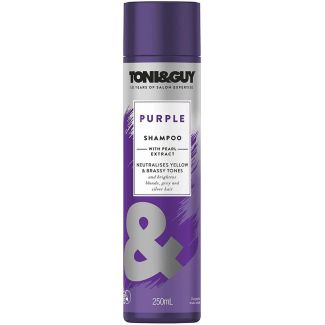 Toni & guy purple shampoo with pearl extract neutralises yellow & brassy tones 250ml