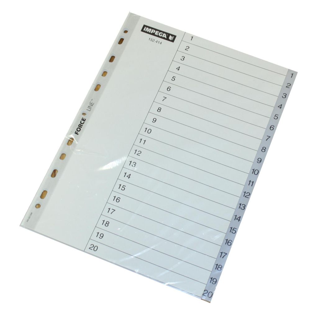 Register Impega A4 1-20 grå