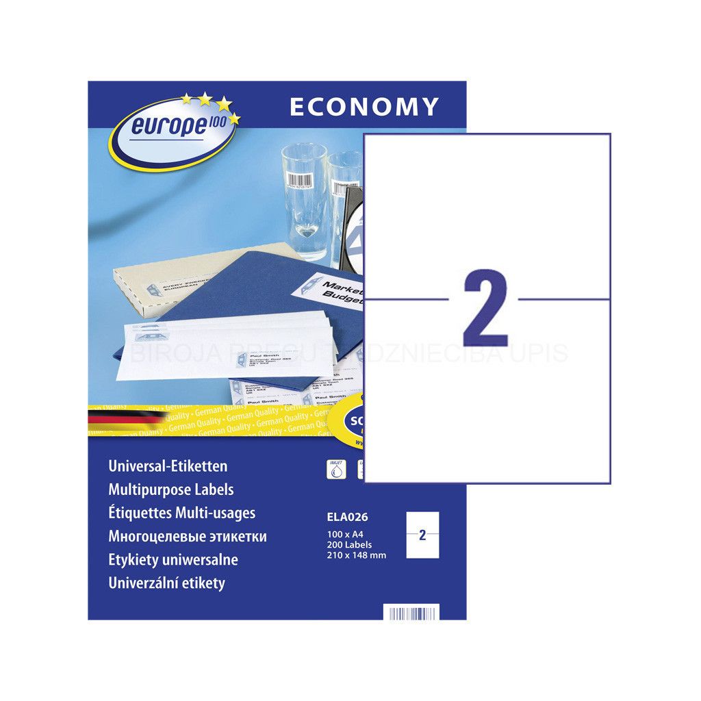 Multipurpose ELA026 labels 210x148.5mm Europe100 100ark =200