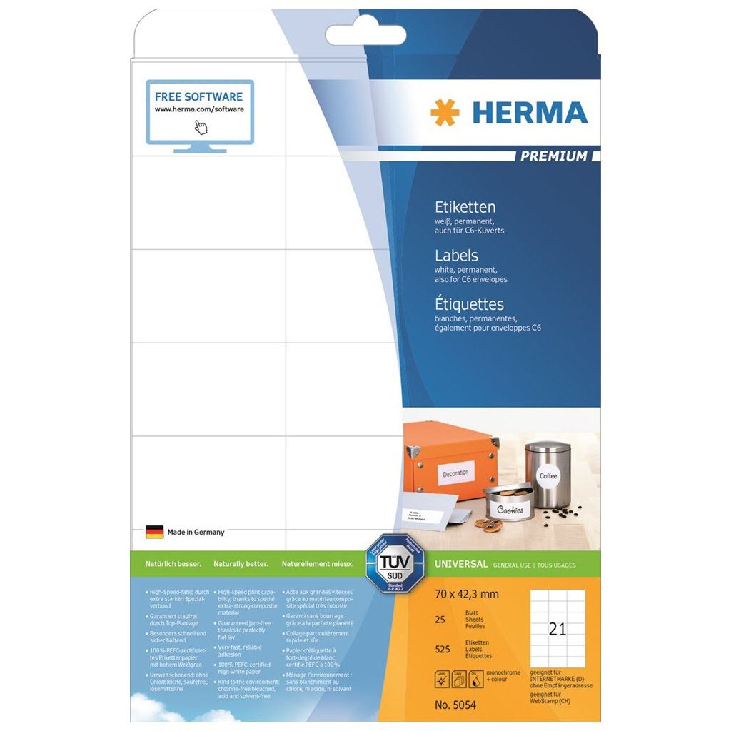 Herma etiket Premium 70x42,3 25ark à 21