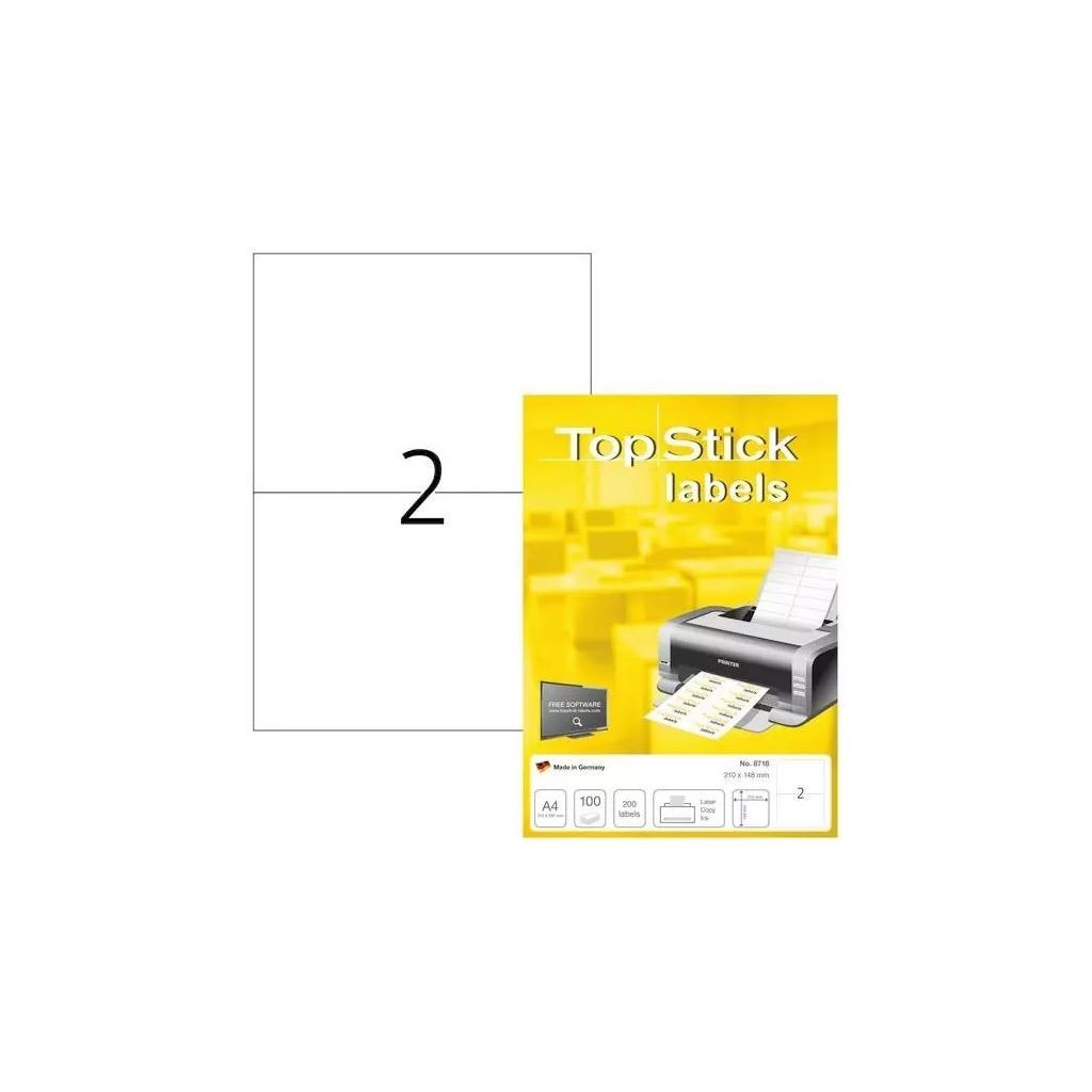 Top stick labels A4 etiketter 210 x 148mm 100 ark