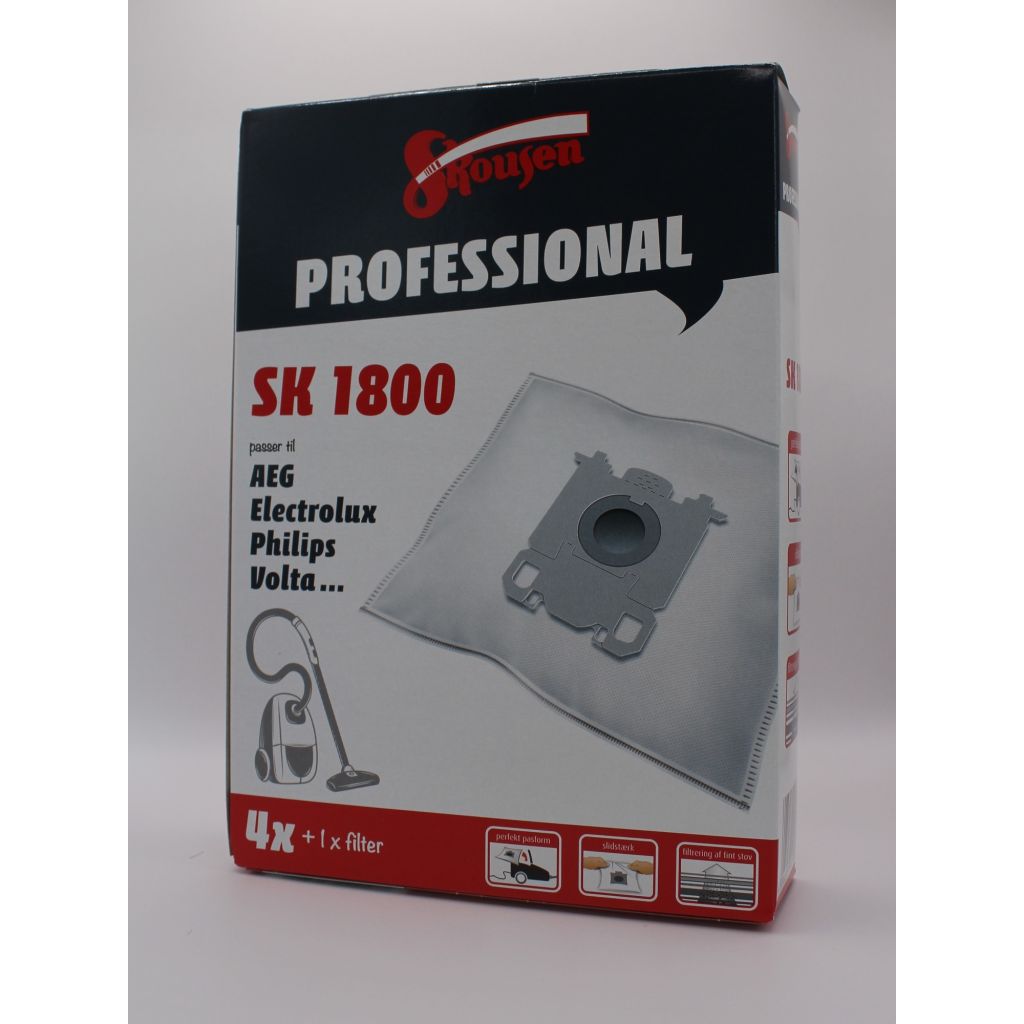 Skousen professional støvsugerposer SK1800 4 stk + filter