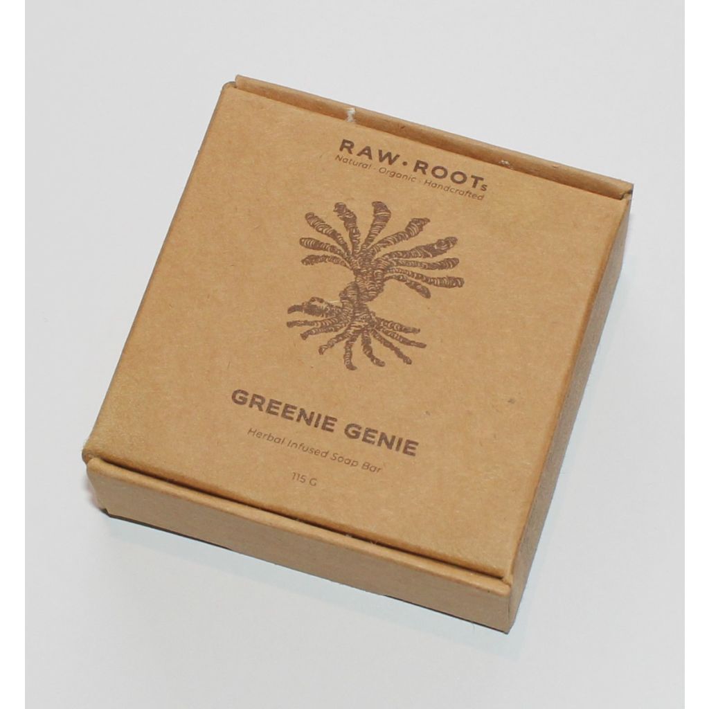 Raw roots greenie genie herbal infused soap bar 115g