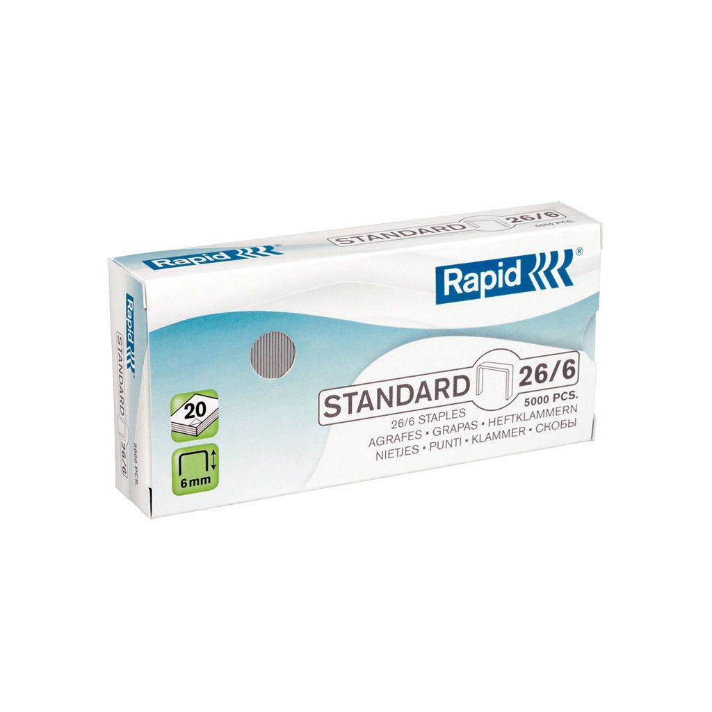 Rapid Hæfteklammer galvaniserede 26/6 5000stk/æske