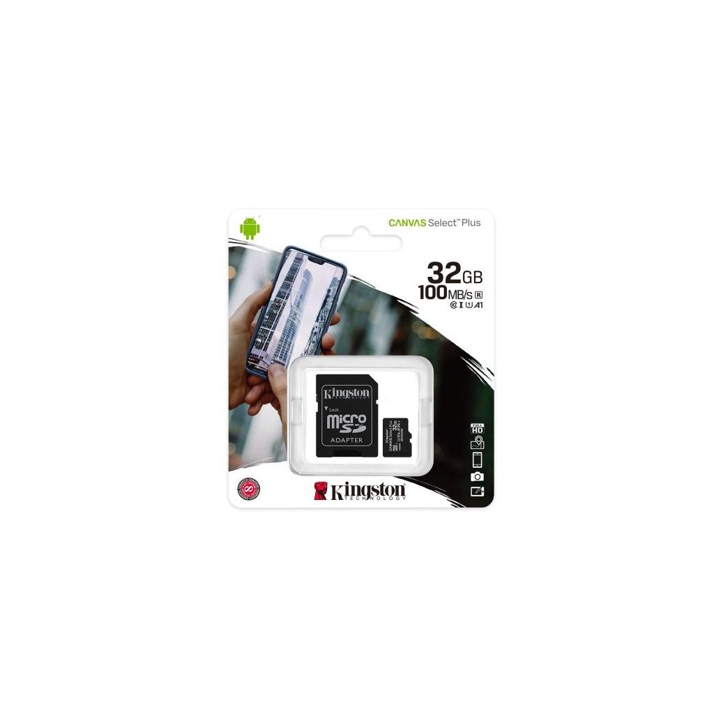 Kingston microSDHC 32GB canvas select plus U1 100MB/s + SD-adapter