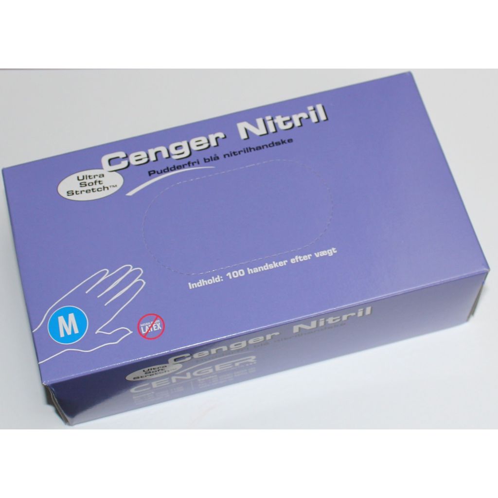 Cenger nitrile engangshandsker 100 stk blå str M
