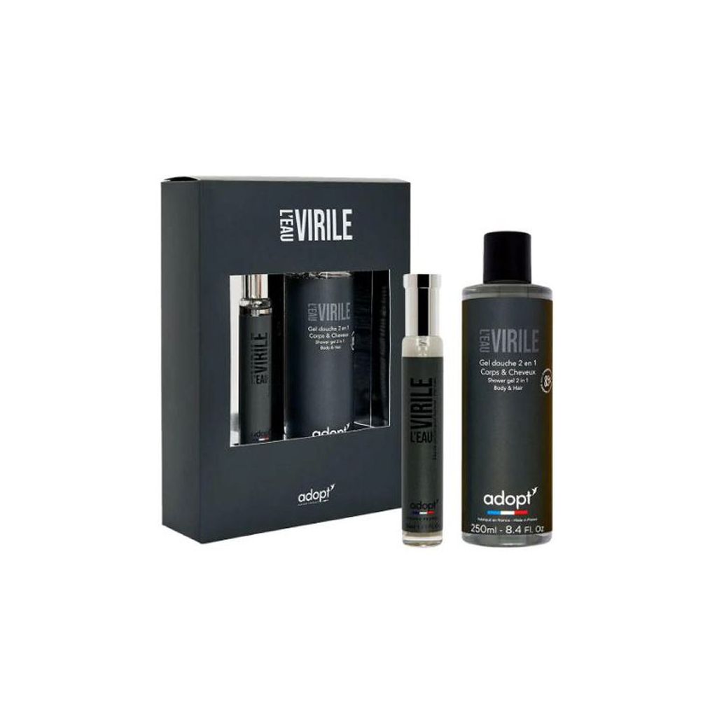 Adopt parfums francais l'eau virile gaveæske - eau de parfum 30 ml + shower gel 2 in 1 250ml