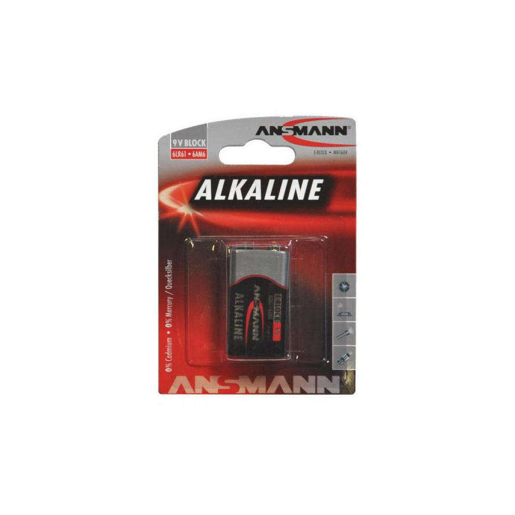 Ansmann alkaline e-block 9V batteri MN1604