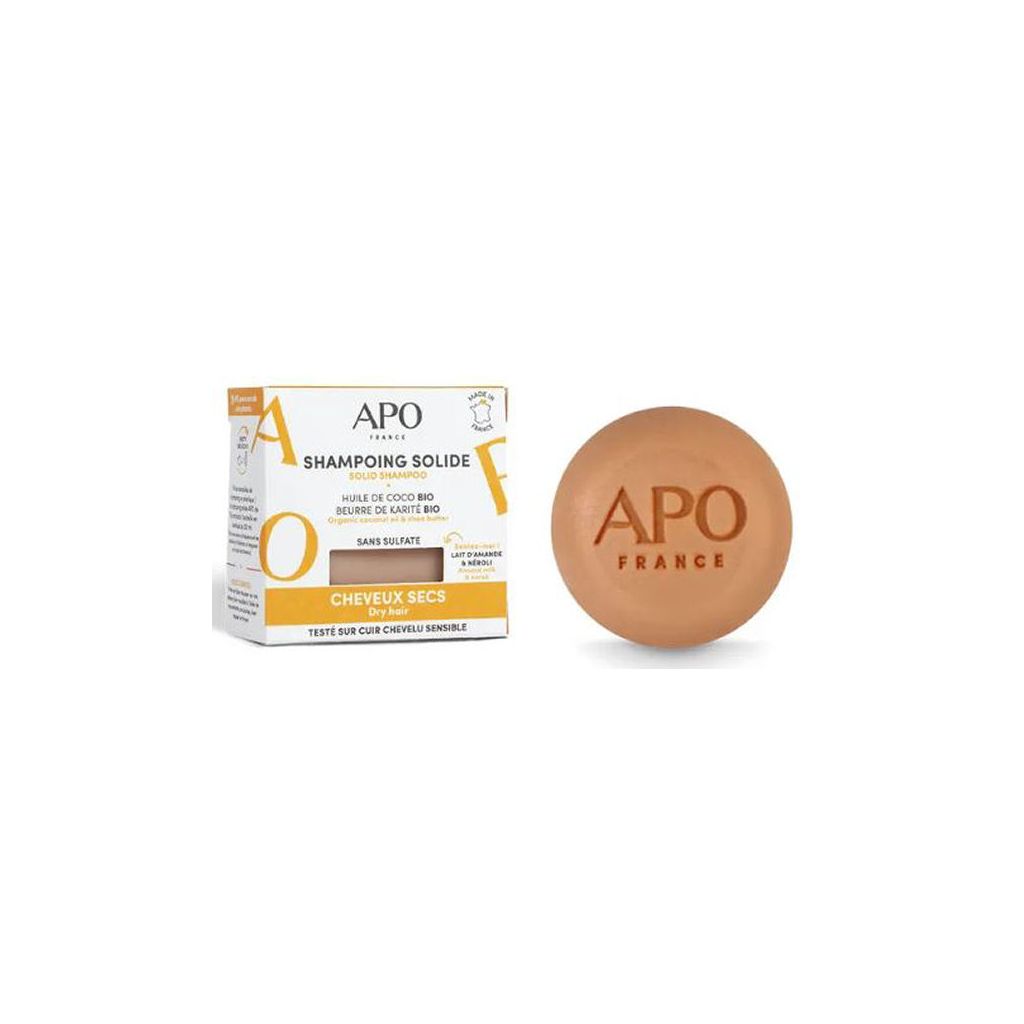 APO france solid shampoo organic coconut oil & shea butter dry hair 75g