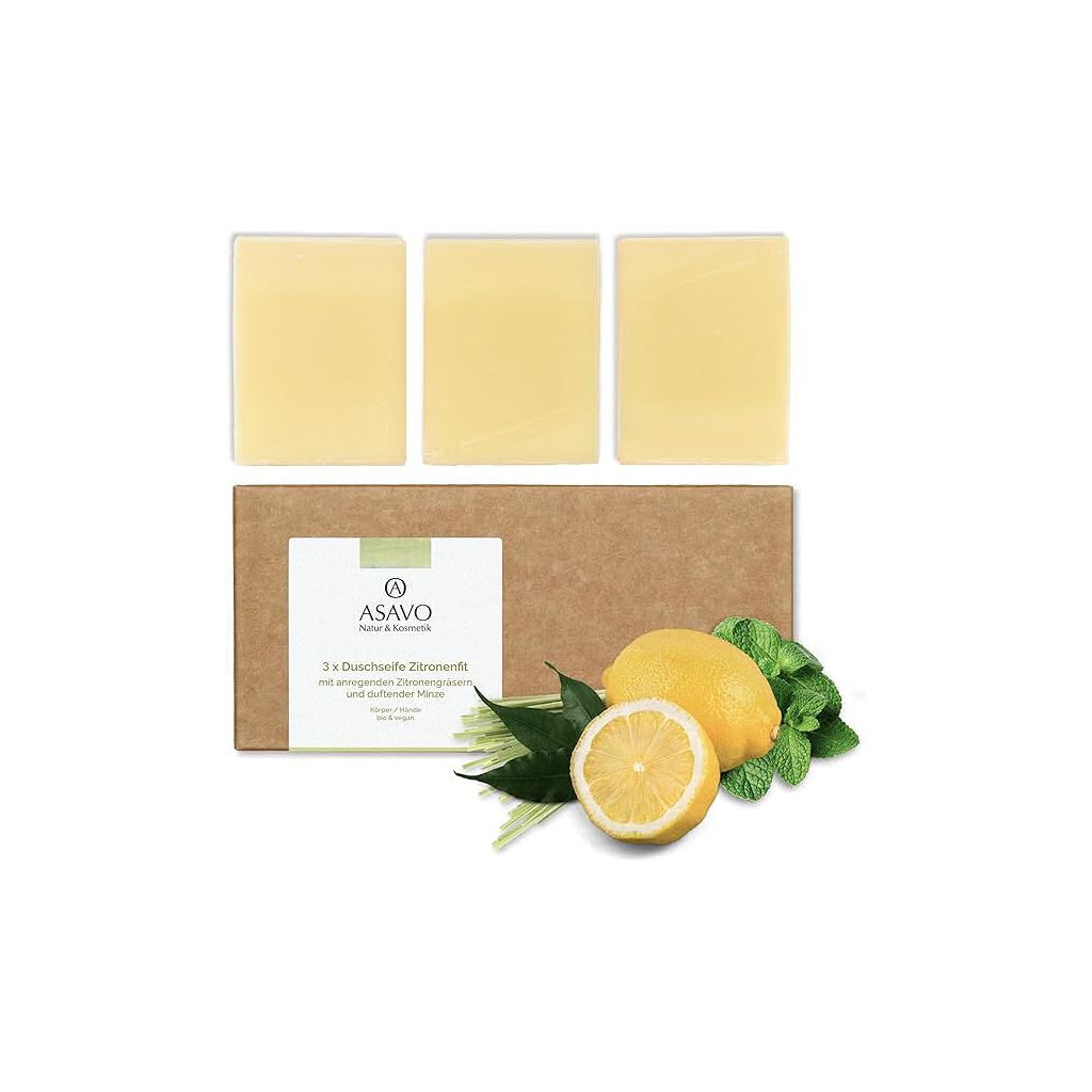 Asavo natur & kosmetik duschseife zitronenfit 3 stk. a 95g