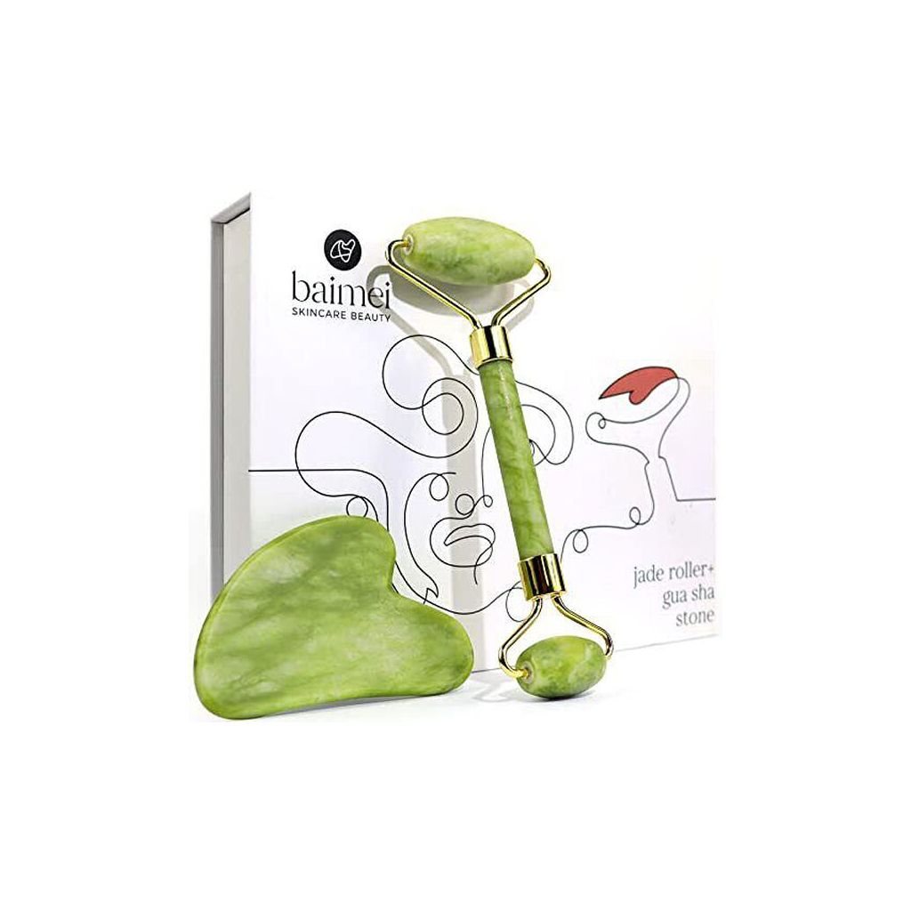 Baimei skincare beauty jade roller + gua sha stone