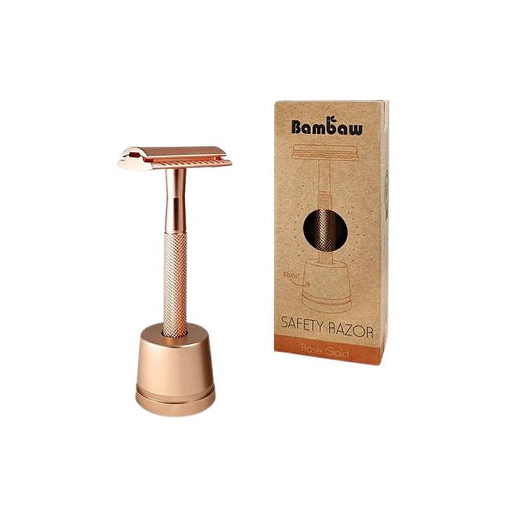 Bambaw safety razor med holder + blad rose gold