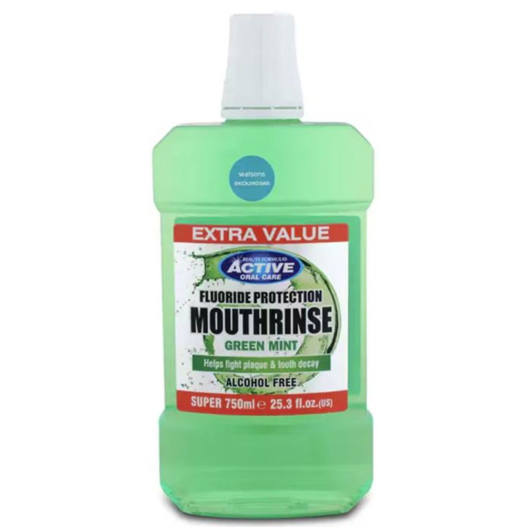 Beauty formulas active oral care green mint fluoride protection mounthrinse 750ml
