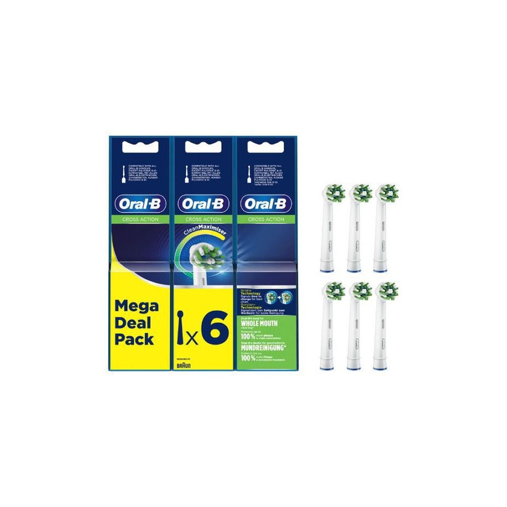 Braun oral-b cross action cleanmaximiser brush heads mega deal pack 6 stk