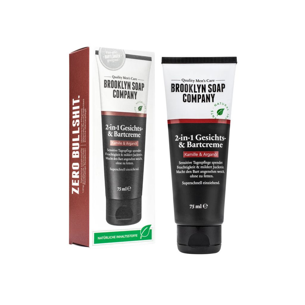 Brooklyn soap company 2-in-1 gesichts- & bartcreme kamille & arganöl 75ml