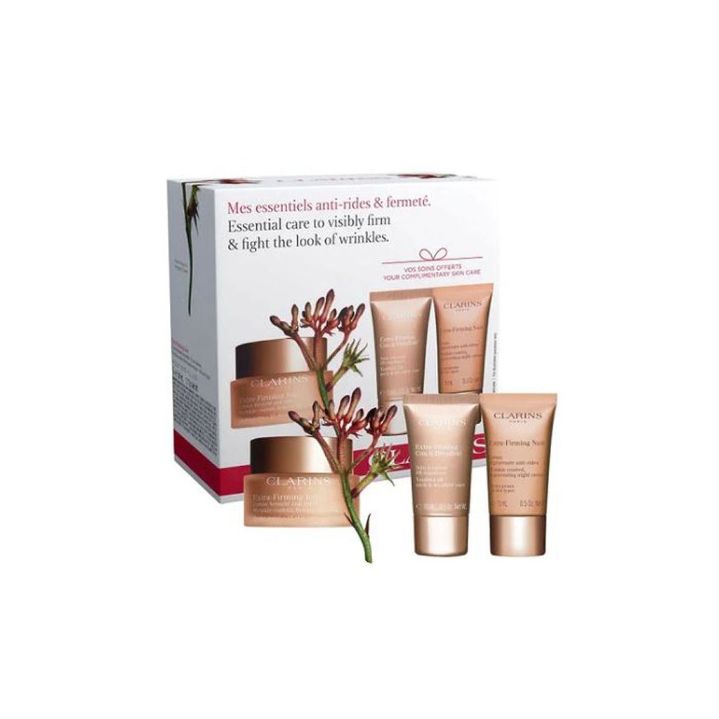 Clarins gaveæske essential care to visibly firm & fight the look of wrinkles - 3 dele