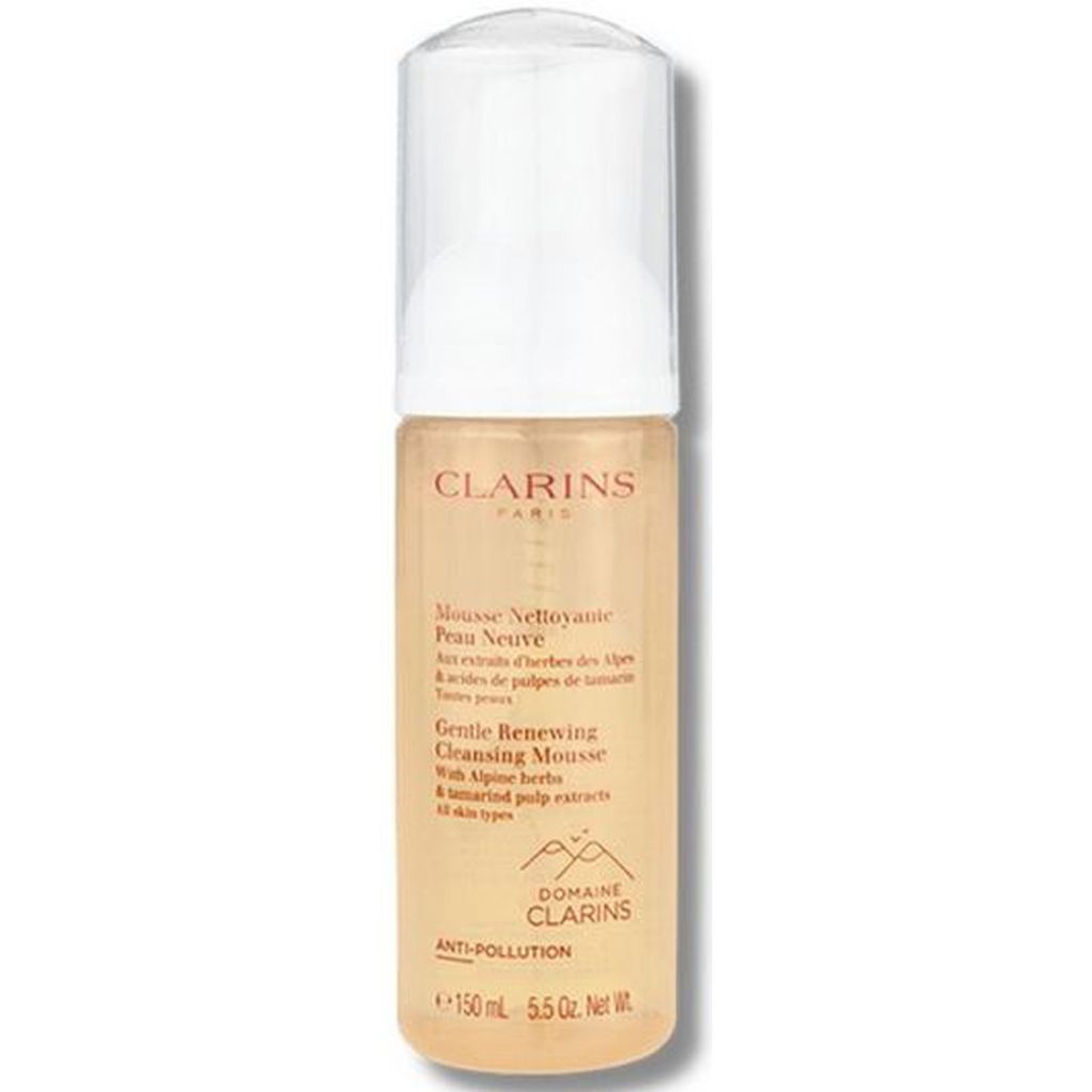 Clarins paris gentle renewing cleansing mousse with alpine herbs & tamarind pulp extracts all skin types 150ml
