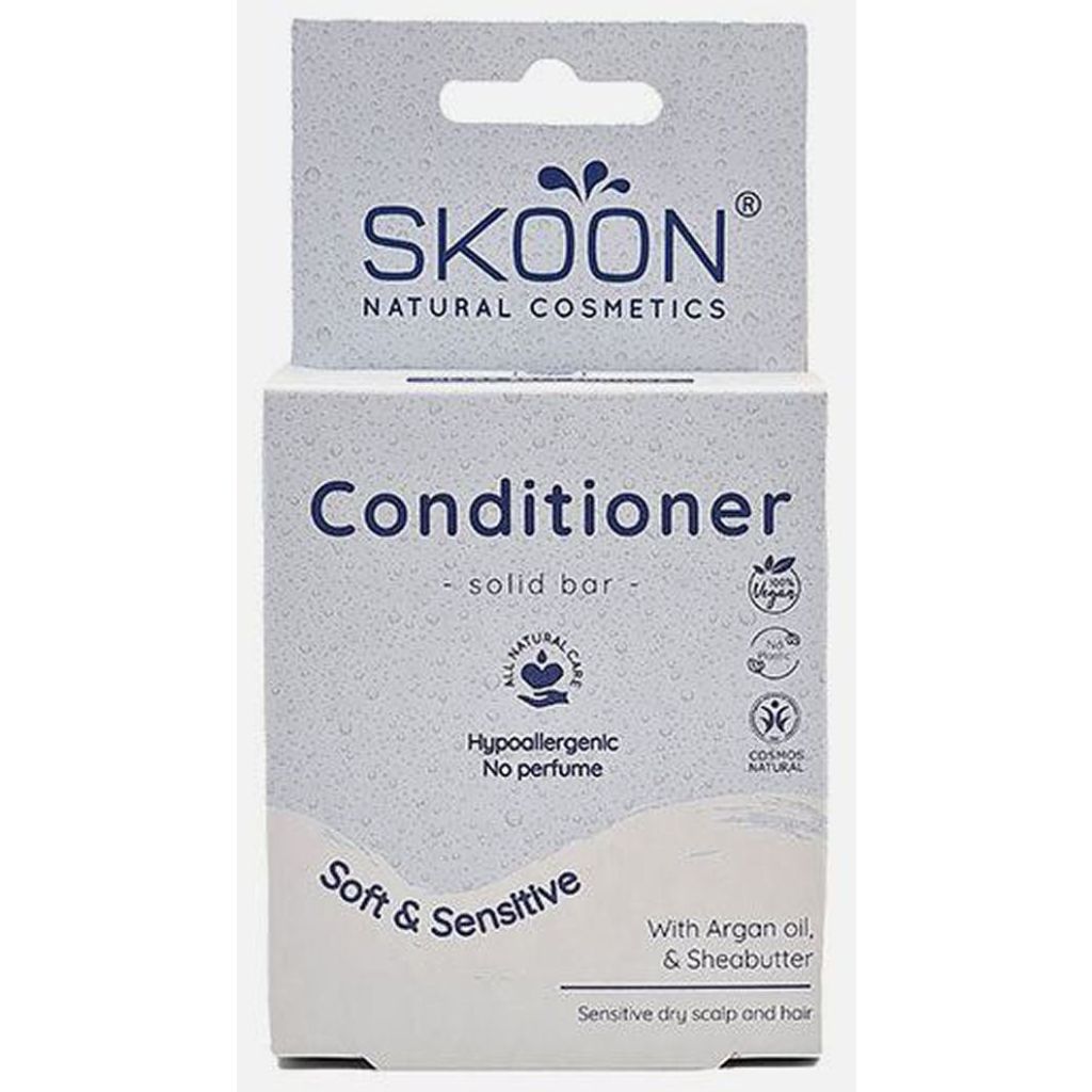 Skoon natural cosmetics solid bar conditioner soft & sensitive with argan oil & sheabutter 60g