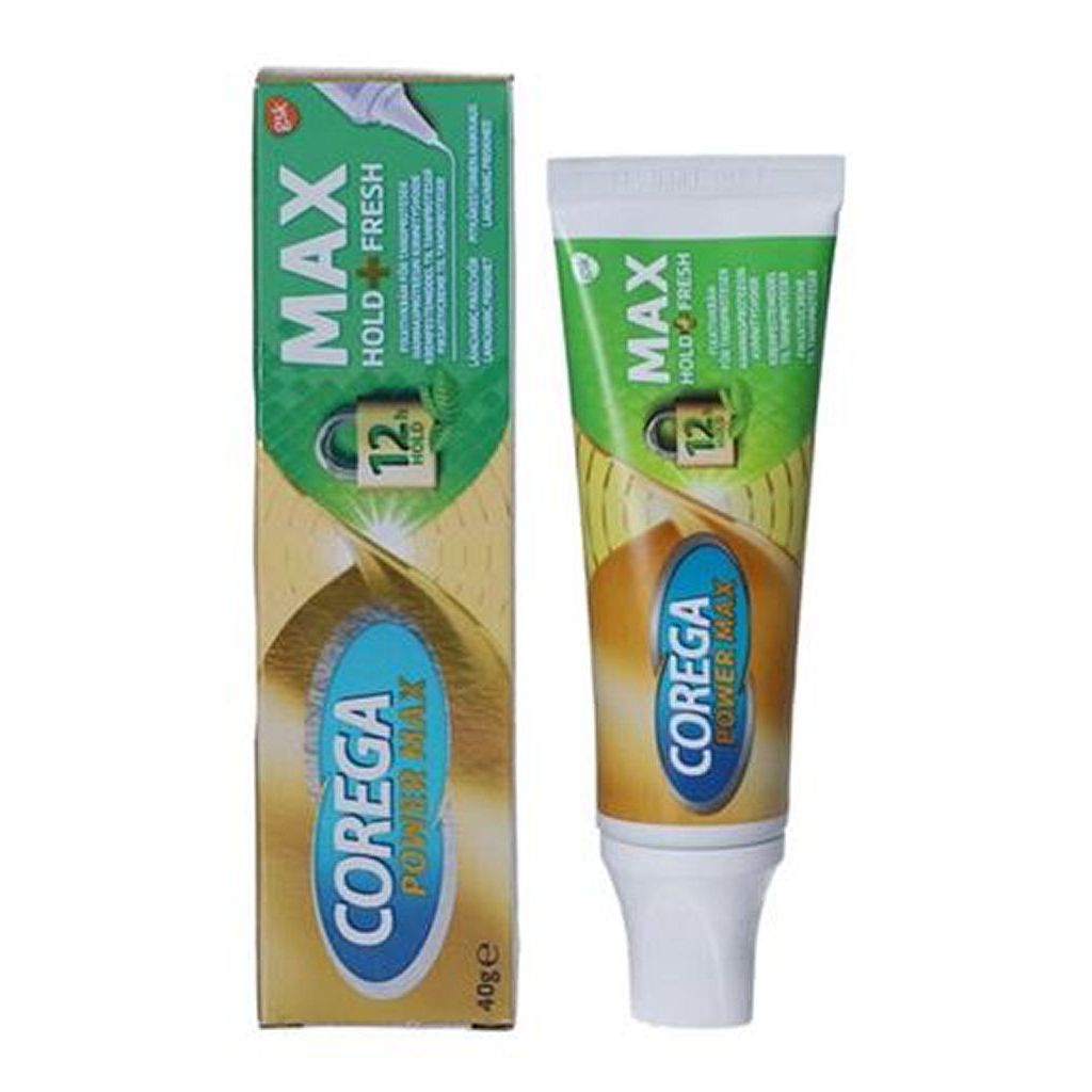 Corega power max hold + fresh fiksativ creme til tandproteser 40g (dato)