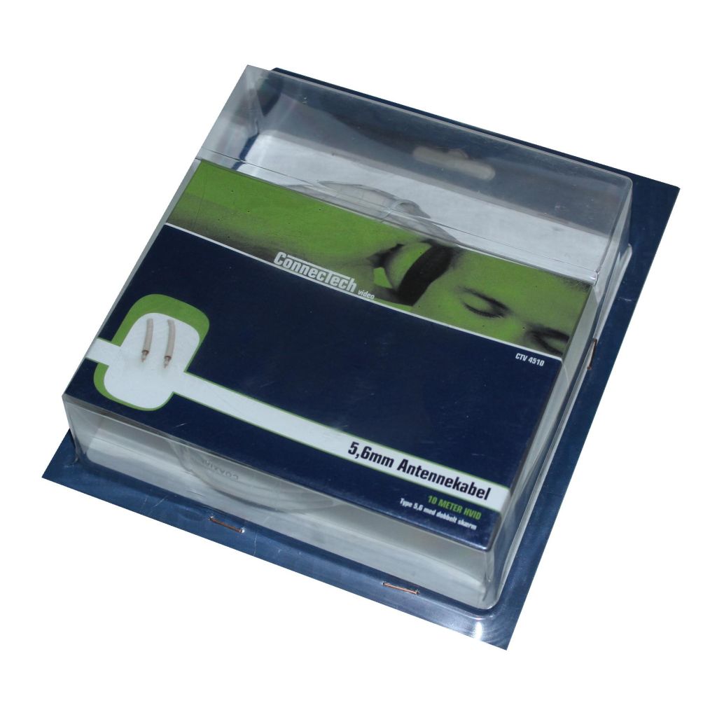 Connectech Antennekabel 5,6mm dobbelt skærm hvid 10m CTV-4510