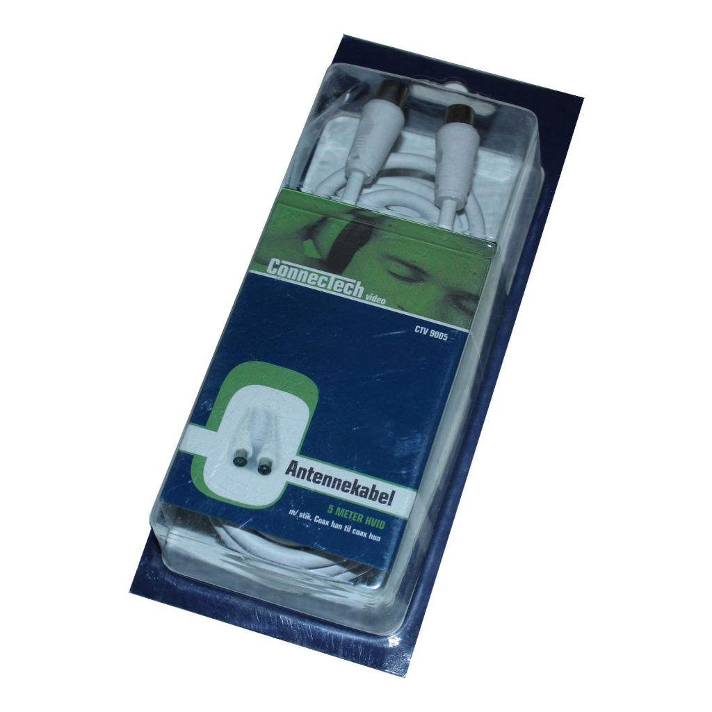 Connectech Antennekabel m/stik Coax han til Coax hun hvid 5m CTV-9005