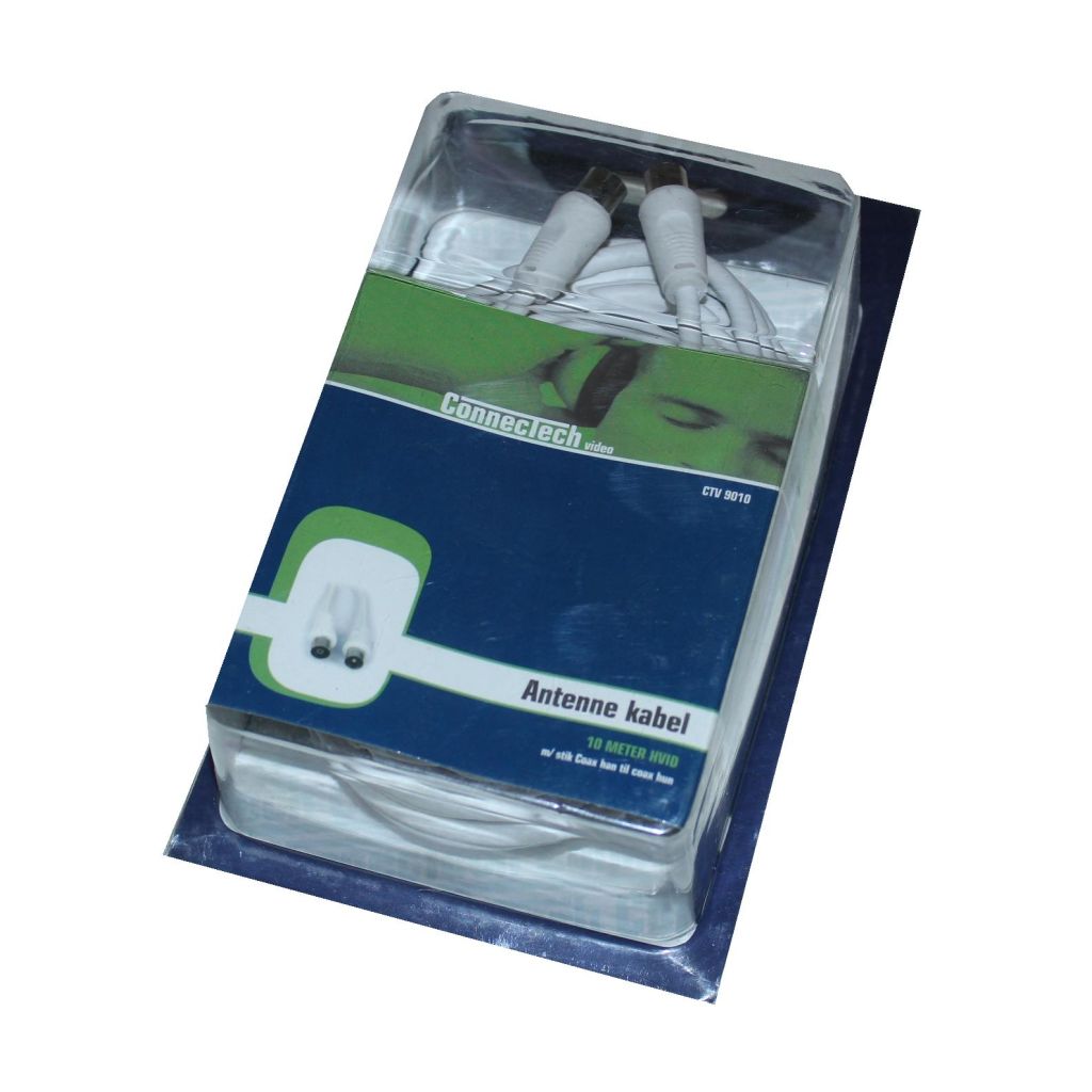 Connectech Antennekabel m/stik Coax han til Coax hun hvid 10m CTV-9010
