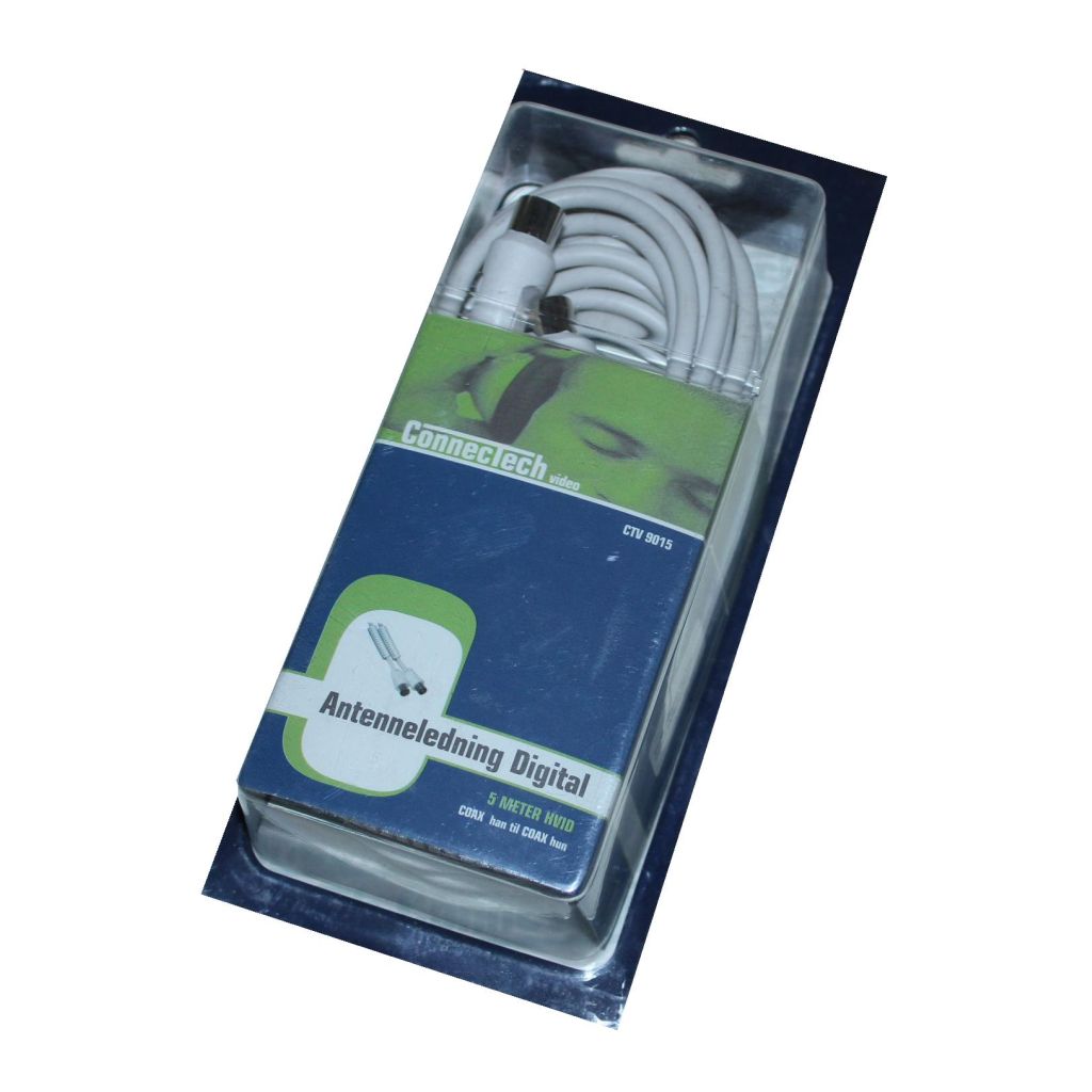 Connectech Antenneledning digital m/stik Coax han til Coax hun hvid 5m CTV-9015