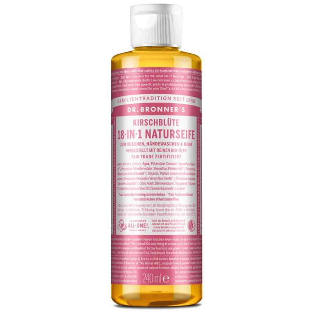 Dr. Bronner's 18-in-1 naturseife kirschblüte 240ml (bøtte upæn)