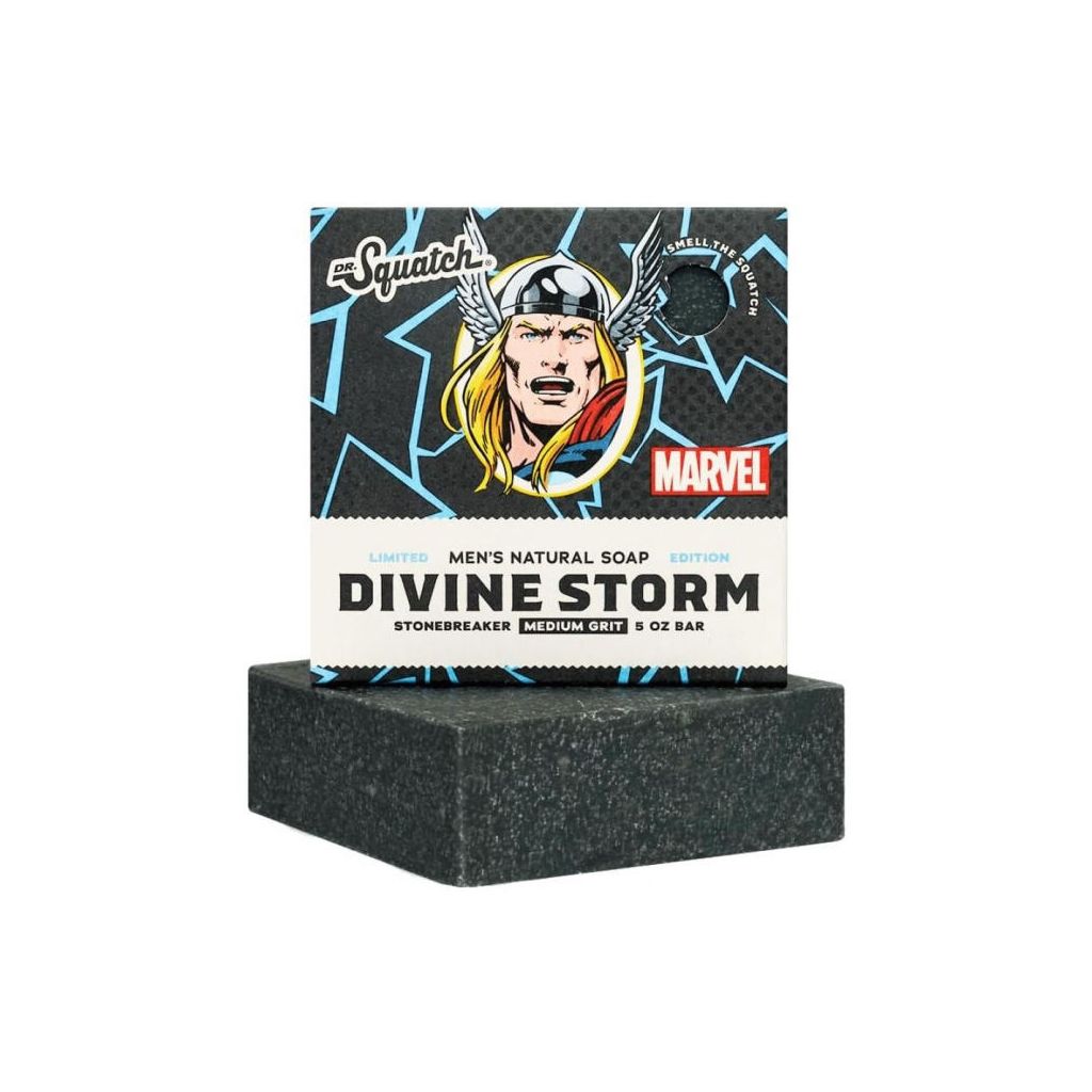 Dr. Squatch men's natural soap marvel divine storm stonebreaker medium grit 141g