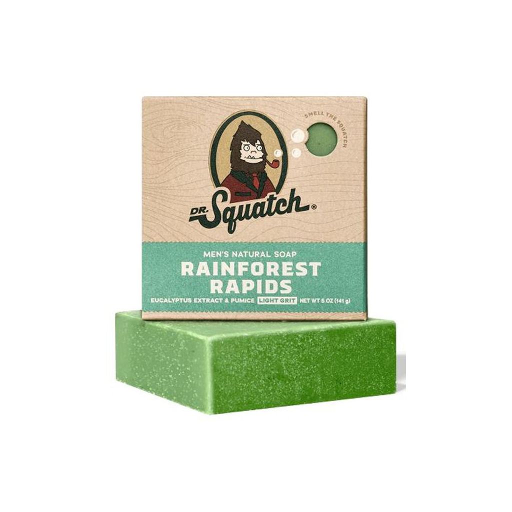 Dr. Squatch men's natural soap rainforest rapids eucalyptus extract & pumice light grit 141g