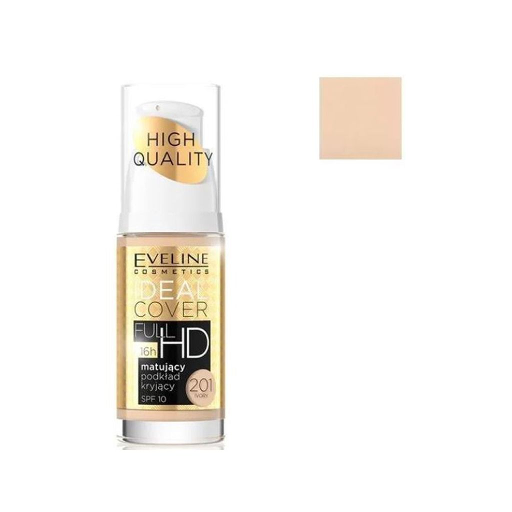 Eveline cosmetics ideal cover full HD mattifying and covering foundation SPF10 201 ivory 30ml