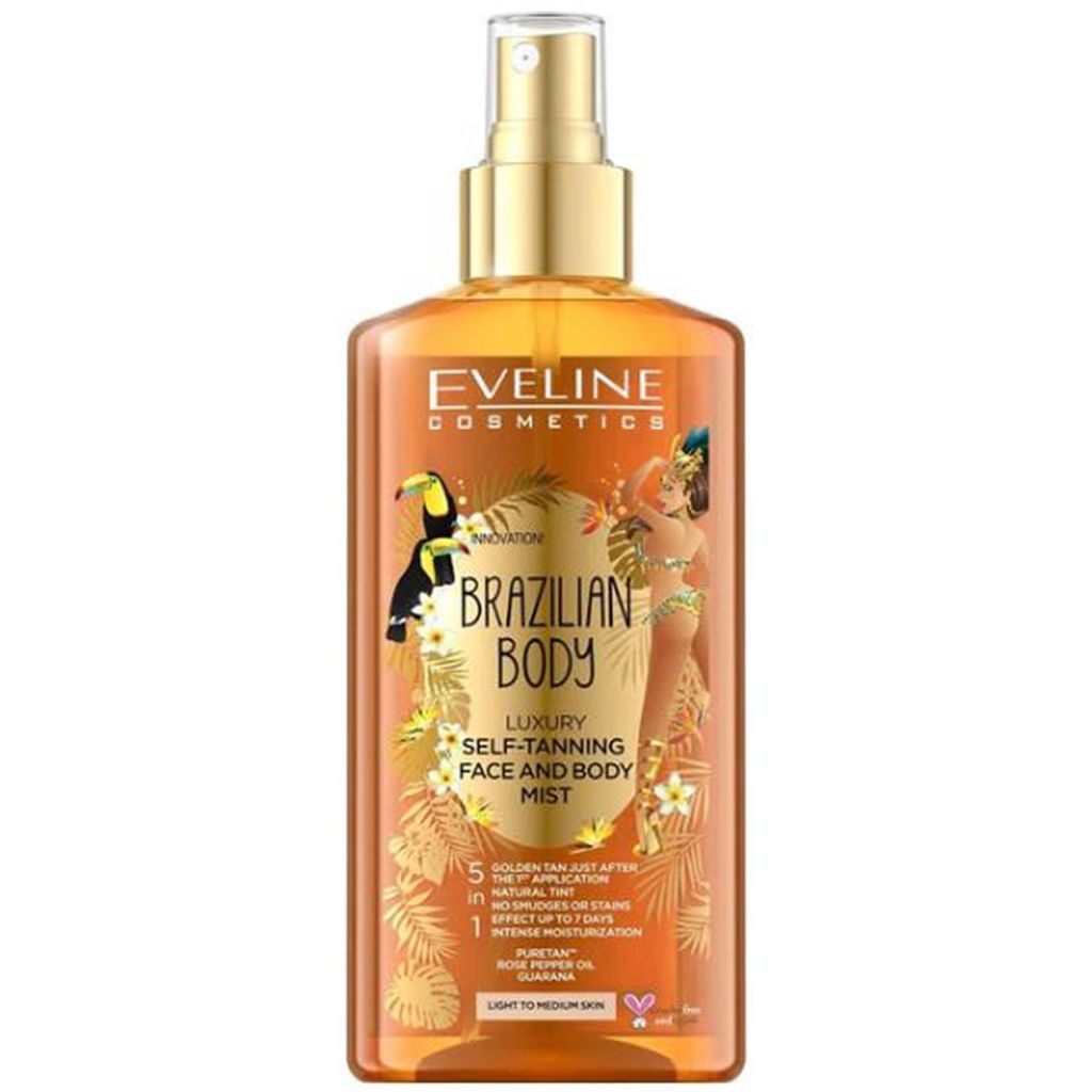Eveline cosmetics luxury self-tanning face and body mist brazilian body light to medium skin 150ml