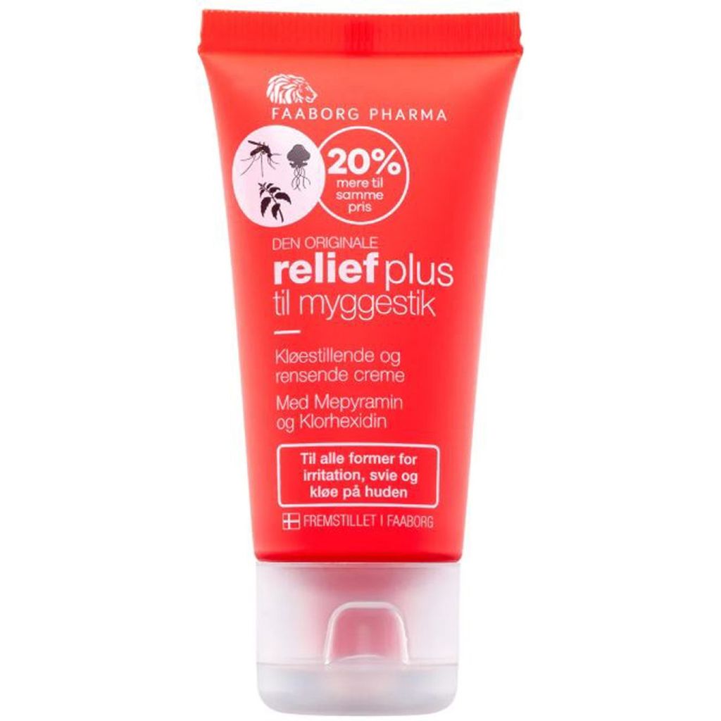 Faaborg pharma den originale relief plus til myggestik kløestillende og rensende creme 30ml